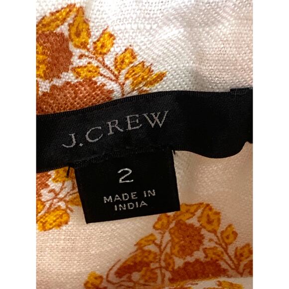 J.Crew smocked 100% linen dress in gathered floral sz 2 NWOT - Picture 6 of 12